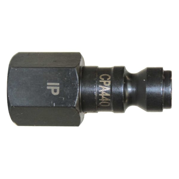 Interstate Pneumatics Automotive Coupler Plug, True-Flate, 1/4 in Body Size, 1/4 in FNPT, Steel, Black CPA440 - main